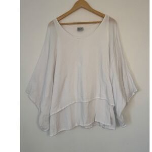 Coastal Grandma Oh My Gauze Layered Cotton Gauze Blouse Womens Size L White